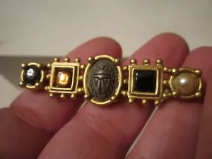 VINTAGE ART DECO DESIGN BROOCH PIN - HEAVY METAL WITH CRYSTALS - OFC-9 - Picture 1 of 5