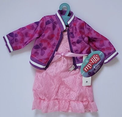 My Life As Pink Lace Dress & Purple Butterfly Jacket Outfit for 18" Dolls - Image 1 of 4