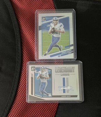 🔥🏈JARED GOFF Optic Football LEGENDARY LOGOS Silver Prizm SP Detroit Lions - Image 1 of 2