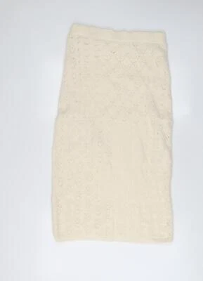 Marks and Spencer Womens Beige Acrylic A-Line Skirt Size M - Image 1 of 4