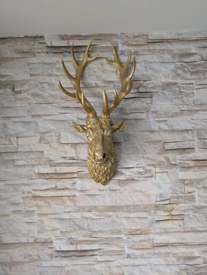 Hirsch Hirschkopf Reh Wanddeko Gold Vintage Büste Statue  - Bild 1 von 4