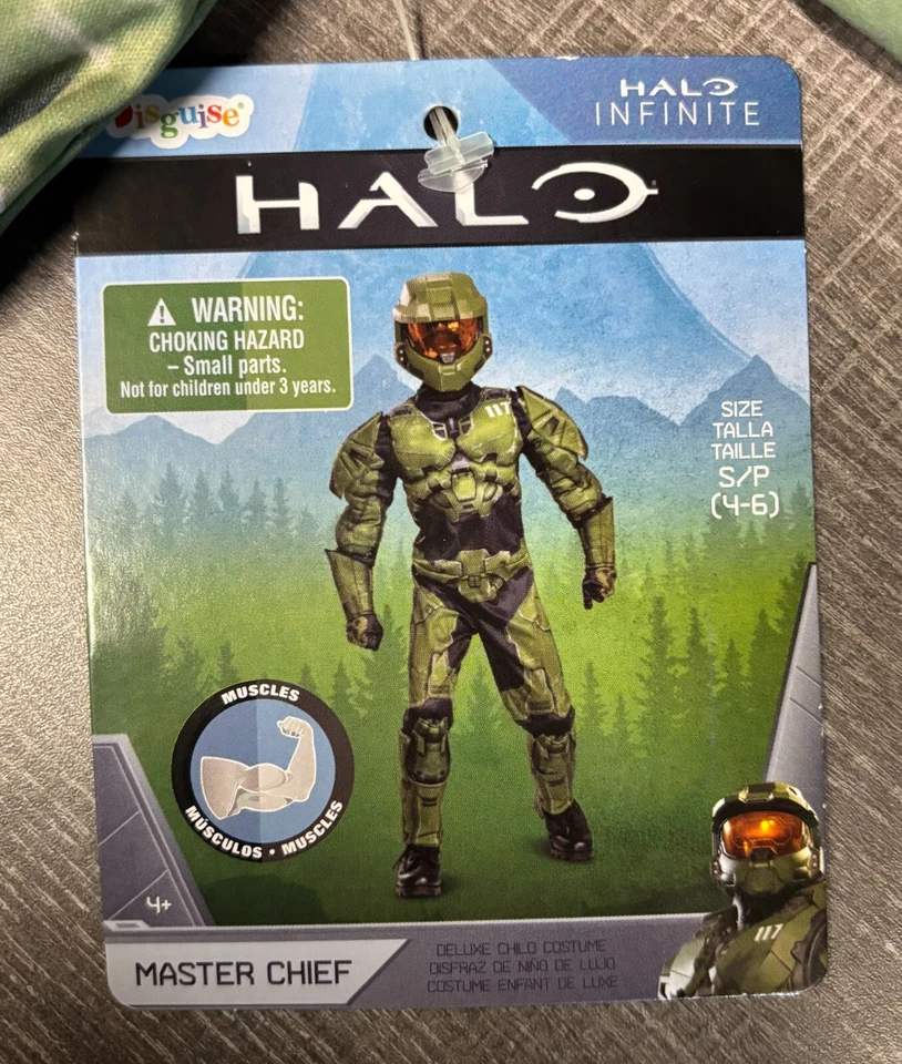 HALO Master Chief Boys Small 4-6 Muscle Chest Halloween Costume Disguise