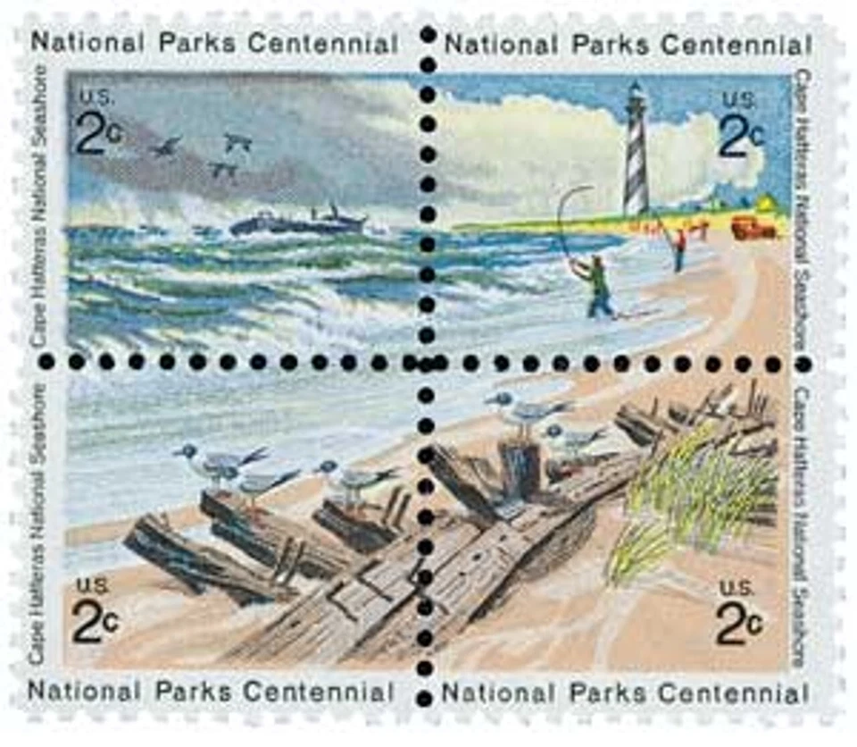 US Cape Hatteras National Parks Centennial 2c Stamp Block of 4 Scott #1448-1451 - Image 1 of 1