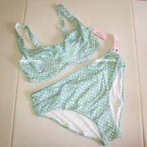 Victoria's Secret Swim Lace-Up Top Bikini Set 38DD XL Mid Rise Bikini Bottom - Picture 1 of 11