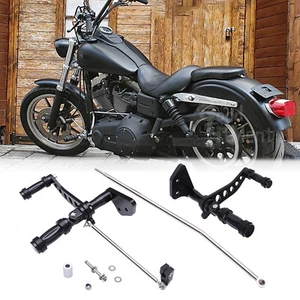 Pair Motorcycle Forward Controls Foot Pegs Black For Harley Dyna Low Rider FXDL - Picture 1 of 14