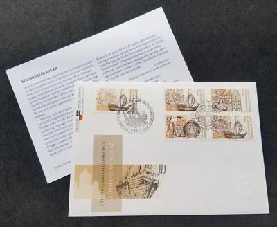 [SJ] Sweden Germany Joint Issue 650th Hanseatic League 2006 Ship (FDC) *dual PMK - Image 1 of 4