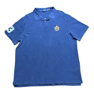 Polo Ralph Lauren Shirt Men's XL Blue Triple Pony Mesh Polo Crest Preppy - Picture 1 of 7
