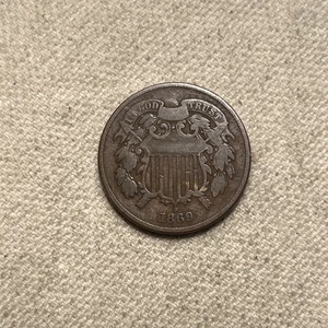 1869 2 Cent Piece Fine- Nice Type Set Coin - Picture 1 of 2