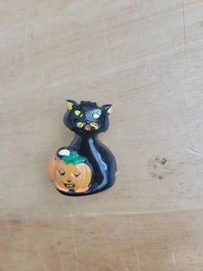 Halloween schwarze Katze mit Jack O Laterne Brosche Anstecknadel. - Bild 1 von 4