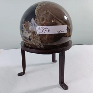 Heavy Polished Volcano Agate 5" (135mm) Diameter Crystal Sphere with Stand - Picture 1 of 5