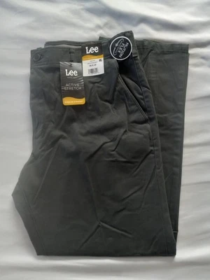 Pantalones chinos Lee para hombre 38x29 gris movimiento cintura flexible ajuste regular elástico activo Foto 1 de 4