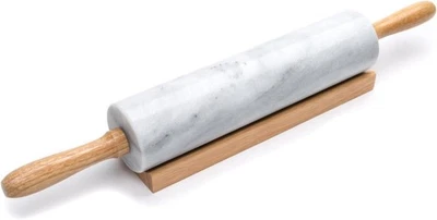 Fox Run Polished Marble Rolling Pin with Wooden Cradle, 10-Inch Barrel, White  - Image 1 of 4
