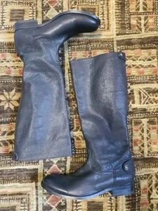 Botas de Montar Frye Melissa Botón Trasero Cremallera Altas Cuero Negro Talla 9 B - Imagen 1 de 22