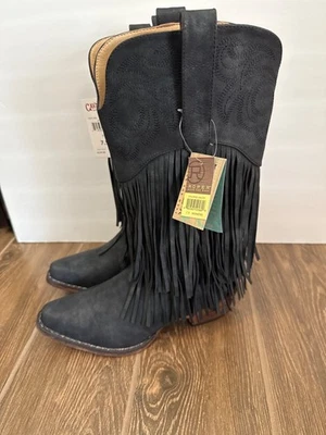 New Roper Rickrack Women's size 7.5 Fringed black Cowboy Western boots - Image 1 of 4