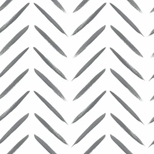Chevron Brush Marks Black and White Unpasted Wallpaper - Picture 1 of 4