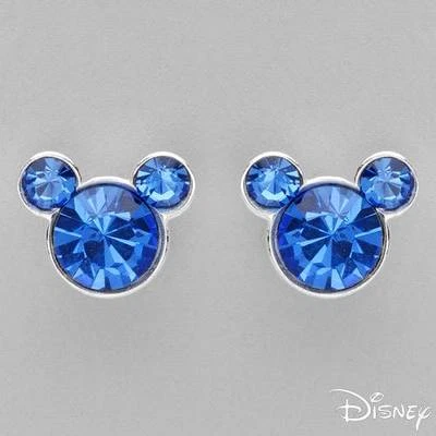 DISNEY Head Icon Sept. Stone W/Genuine Crystal in 925 Sterling silver Earrings - Image 1 of 3