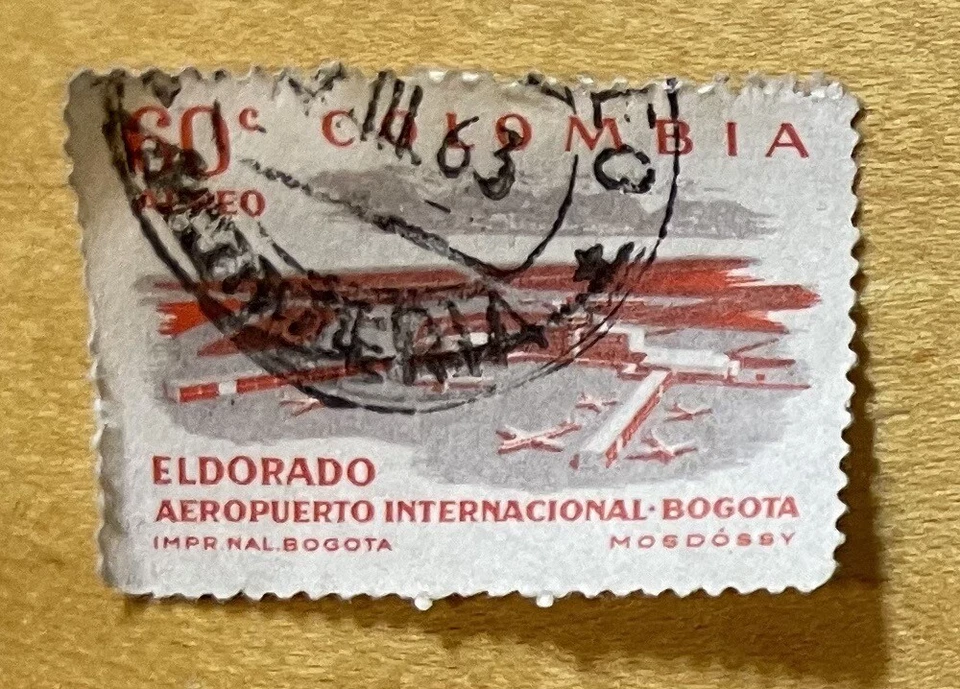 Selo postal Colômbia 60 Correo Eldorado Aeropuerto Bogotá 1960’s usado - Imagem 1 de 1
