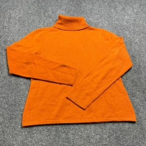 Lord and Taylor Women's Orange Sweater Full Sleeve Cashmere Turtle Neck Size L - Picture 1 of 16