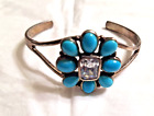 Vintage Barse Sterling Silver Turquoise and Cut Cz Bracelet