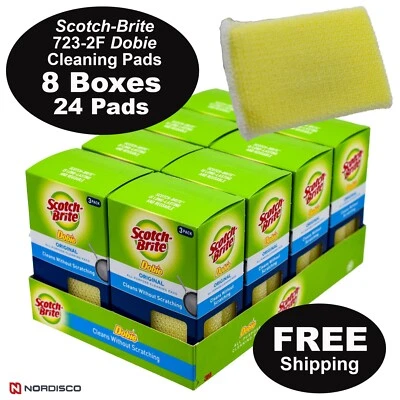 Scotch-Brite Dobie 723-2F Original All-Purpose Cleaning Pads, 8 Boxes, 24 Pads