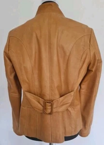 PETER HAHN: Attraktive Schweins-Leder Jacke, Gr.M, Cognac, Animalprint Futter - Bild 1 von 8