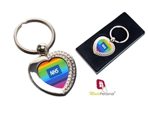 NHS RAINBOW NURSE DOCTOR HEART SHAPE KEYRING KEY FOB - Gift boxed - Picture 1 of 1
