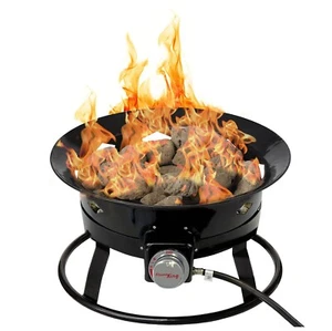Portable Propane Outdoor Gas Fire Pit W/ Cover & Carry Kit 19-Inch 58,000 BTU - Picture 1 of 14