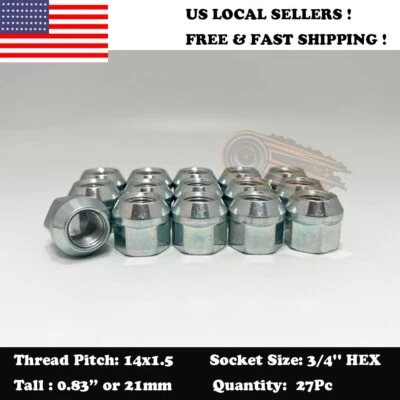 27PC | 14x1.5 | TOYOTA TUNDRA 2007 - NEWER OPEN END CHROME BULGE ACORN LUG NUTS Foto 1 de 4