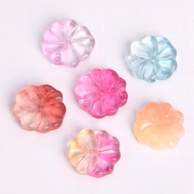 Colgantes sueltos de vidrio de pétalos de flores de 15 mm para hacer joyas hágalo usted mismo 20 un. Foto 1 de 4