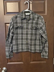 Christopher & Banks Button Up Jacket sz S Casual, Plaid Gray/Green - Picture 1 of 3