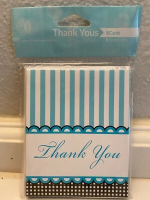 Sweet Baby Feet Blue Boy Baby Shower Thank You Notes w/Envelopes 8 count - Image 1 of 2
