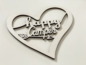 Camping Schild Happy Camper, weiß, Wohnmobil Deko, Camper Geschenk, Camper Deko - Bild 1 von 4