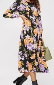 EX DOROTHY PERKINS LADIES MIDI SHIRT DRESS FLORAL PRINT TALL FIT NEW (345) SALE - Picture 1 of 3