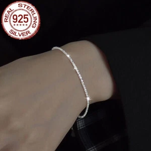 Bracciale Impilabile Catena Mano Regolabile Decorazione Argento 925 Massiccio per Donna - Foto 1 di 6