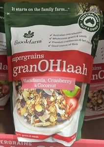 2 X Brookfarm SuperGrains Macadamia, Cranberry, Coconut Breakfast Cereal 1.3kg - Picture 1 of 2