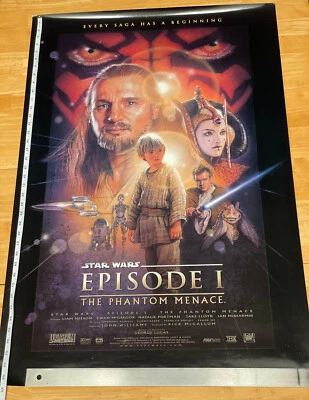 Raro póster promocional Star Wars Episodio I 1999 The Phantom Menance versión B 39x27 Foto 1 de 4
