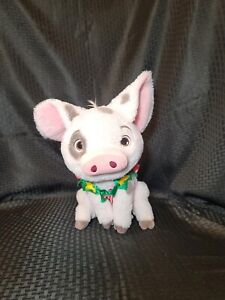 Rare Disney Store Moana Pua Stuffed Animal Pig Plush Lei Hawaii Pink Sitting