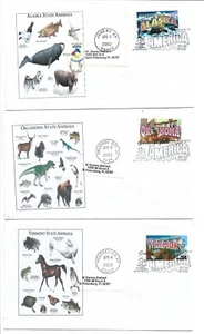 2002 FDC, GREETINGS FROM ALASKA, OKLAHOMA, VERMONT - Picture 1 of 1