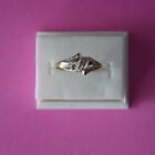 BEAUTIFUL 10 CT SOLID YELLOW GOLD WITH 9 DIAMONDS RING SIZE O IN GIFT BOX