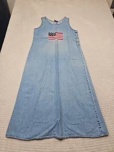 Carolina Blues Vestito Donna Medio Vintage Maglione Denim Bandiera Americana - Foto 1 di 8