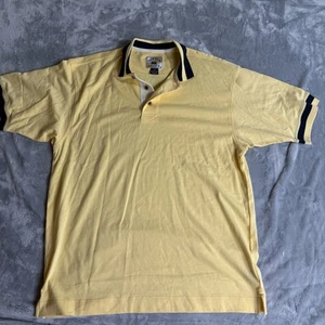 Cutter & Buck Polo Shirt Mens Large Yellow W Blue Golf - Picture 1 of 8