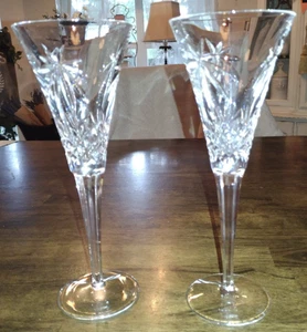 2 Waterford Kristall Champagner Toasten Flöte Stiele - Bild 1 von 11