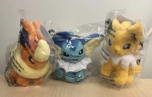 Pokemon Center Plush Keychain Adventure Partners Vaporeon Jolteon Flareon New - Picture 1 of 7