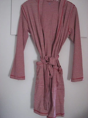 Womens Gap Body Bathrobe Sz Small Red Striped Hooded Lounge Short Holidays EUC! - Image 1 of 4