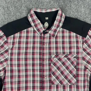Club Ride Button Down Shirt Mens L Red Plaid MTB Cycling Pearl Snap Breathable - Picture 1 of 15