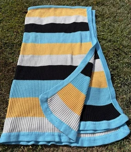 Vintage Joe Boxer Cable Knit Throw Blanket Striped 41x66” - Picture 1 of 8