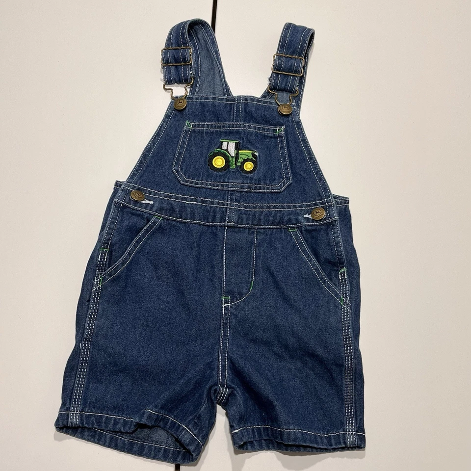 Lote de 2 - Mono John Deere con tirantes - Talla 2T - Mono vaquero/jean azul Foto 1 de 4