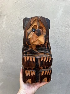Chainsaw Carved Wooden Sitting Bear Statue Primitive Folk Art 11” Cabin Decor - Picture 1 of 4
