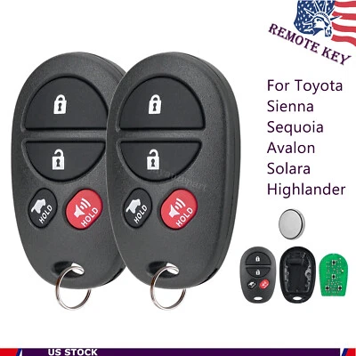 2 Reemplazo para Toyota Avalon Solara Highlander Entrada sin Llave Mando a Distancia Llavero Foto 1 de 4