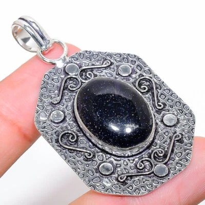 Colgante de joyería de plata de ley 925 con piedras preciosas hechas a mano de piedra solar púrpura 2,21" f981 Foto 1 de 4